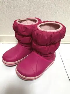 ✨良品✨ Crocs【15cm】スノーブーツ 分厚め ゴム ピンク