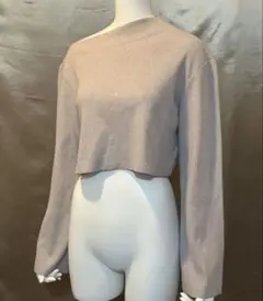 リブ編み クロップドセーター ベージュ　セオリー　アシンメトリー　ボートネック
