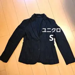 ユニクロ ストライプ テーラードジャケット Sレディース　UNIQLO　黒