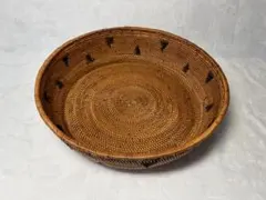 アタ製品　天然素材　円形フルーツバスケット　模様入り