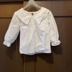 H&M レース付きホワイトコットンシャツ