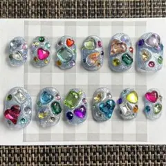 【現品】965番ネイルチップギャル派手韓国y2k平成女児推し活ビジュー宝石ラメ