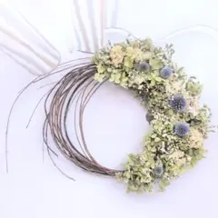 Natural＊ルリ玉アザミのパープルリース 母の日☆ドライフラワーリース