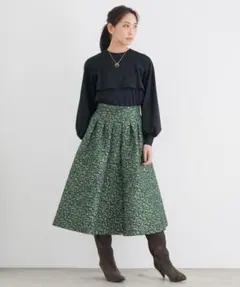 956y*美品 アナイ ANAYI ジャガード フレア スカート