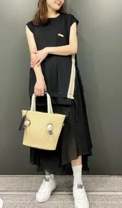 DIESELディーゼル ジャージードレス ワンピースミックスマテリアル XS 黒