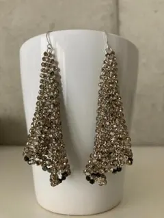 美品✨️スワロフスキー Fit ピアス クリスタルメッシュ フック レア