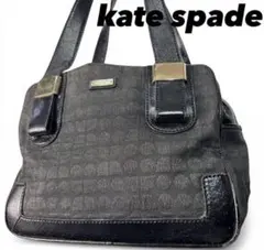 kate spade　ハンドバッグ 総柄 ブラック レザー切替 ケイトスペード