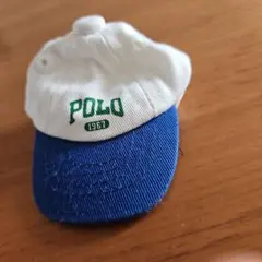 Polo刺繍ロゴキャップキーホルダー ホワイト/ブルー