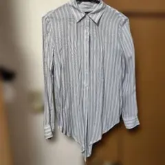 ストライプ 長袖シャツ 前結びデザイン