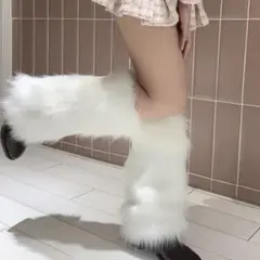 jk ファー レッグウォーマー 白 ふわふわ 制服