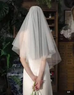 ホワイト ウェディングベール ショート二段60/80cm シングル200cm