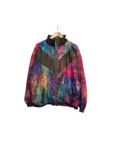 ヴィンテージ 古着 ワッシャー加工 総柄 ジップアップ ナイロンジャケット