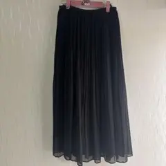 ユニクロ ブラック シフォンプリーツロングスカート L