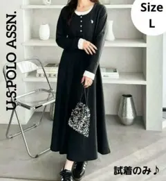 新品✨【U.S. POLO ASSN】レイヤード風 ワンピース 黒