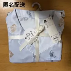 GU サテンパジャマ(長袖&ロングパンツ)(キャット) ライトブルー