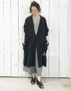 パドカレ Pas de Calais 塩縮チェックストライプ コートのサムネイル