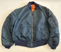80s 90s USA製 ALPHA アルファ MA-1フライトジャケット 紺L