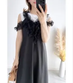 【完売品】【新品タグ付き】チュールフリル２wayキャミワンピース