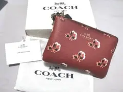 【極美品】COACH ポーチ リストレット 花柄 レッド