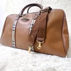 Burberrys ボストンバッグ ノバチェック レザー ブラウン 2way