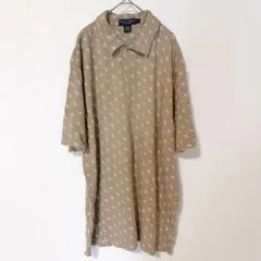 ダニエルクレミュ 総柄 ポロシャツ レギュラーカラー 半袖 ブラウン L 綿のサムネイル