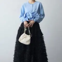 【新品】ホイップチュールティアードスカート frene同型 ブラック