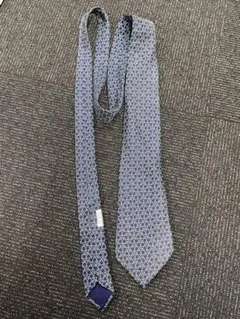 HERMES 幾何学模様 ネイビー ネクタイ