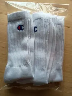 25-27cm Champion ホワイトリブソックス 3足セット