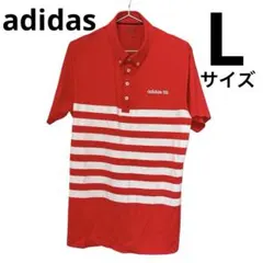【1点限り‼️】adidas ポロシャツ ゴルフウェア L レッド 赤 ストライプ