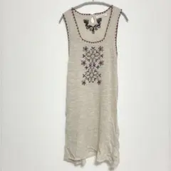 B.L.U.E. エスニック風刺繍 ノースリーブワンピース チュニック ベージュのサムネイル
