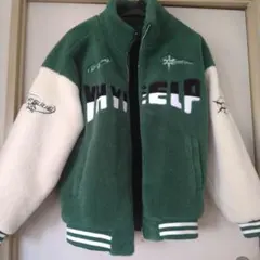 フリースジャケット 緑色と白色　L