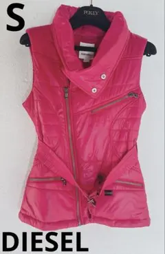 DIESEL 中綿ベスト ピンク ベルト付き