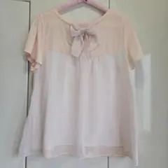 ef-de エフデ リボン付きピンク半袖トップス　13号