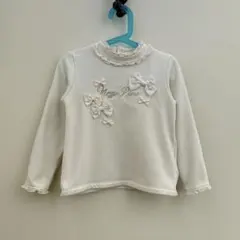 メゾピアノ　裏シャギートップス　トレーナー　120 リボンパール　フリル　裏起毛