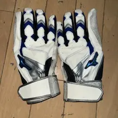 Mizuno バッティング用手袋 ホワイト/ブラック/ブルー学童用