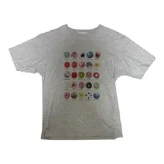 マカロンプリント グレーTシャツ M