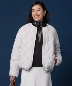 TAION×UNFILO キルティングダウン ショート丈ブルゾン アイボリー M