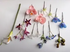 高級造花　ヘッドパーツ　アーティフィシャルフラワー　ピンクブルーバーガンディ