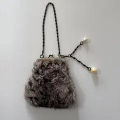 フェイク ファー ガマ口ポーチ