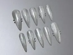 y2k ネイルチップ　シズニルック　バレイコア　ワンホン　クロム　ブライダル