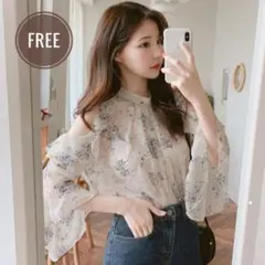 【さこ様専用】花柄　ブラウス　オフショル　トップス　シースルー　フェミニン　半袖