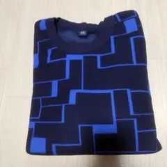 幾何学模様トレーナー XXL ネイビー・ブルーメンズ