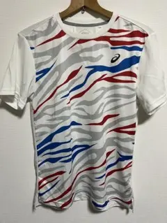 asics ストライプ Tシャツ Tokyo ミャクミャクカラー