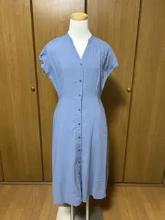 青 半袖シャツワンピースとキャミソール