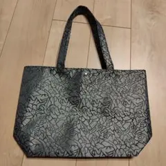 ローズ柄トートバッグ シルバー