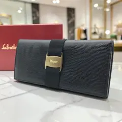未使用】フェラガモ ヴァラ リザード 型押し がま口 三つ折り 財布