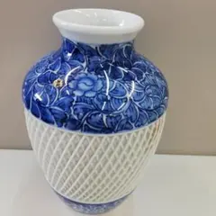 九谷焼　透かし網目　花瓶283