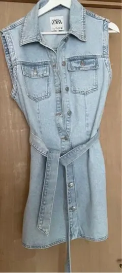 新品未使用ZARA ノースリーブデニムワンピースXS即日匿名発送