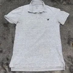 AmericanEagle アメリカンイーグル ポロシャツ グレー S 刺繍ロゴ
