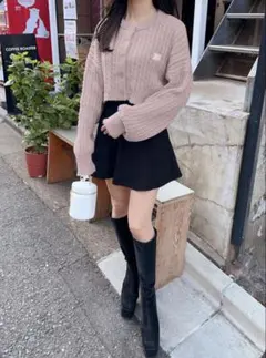 GRL ロゴ刺繍ケーブルニットショート丈カーディガン[k9311d]